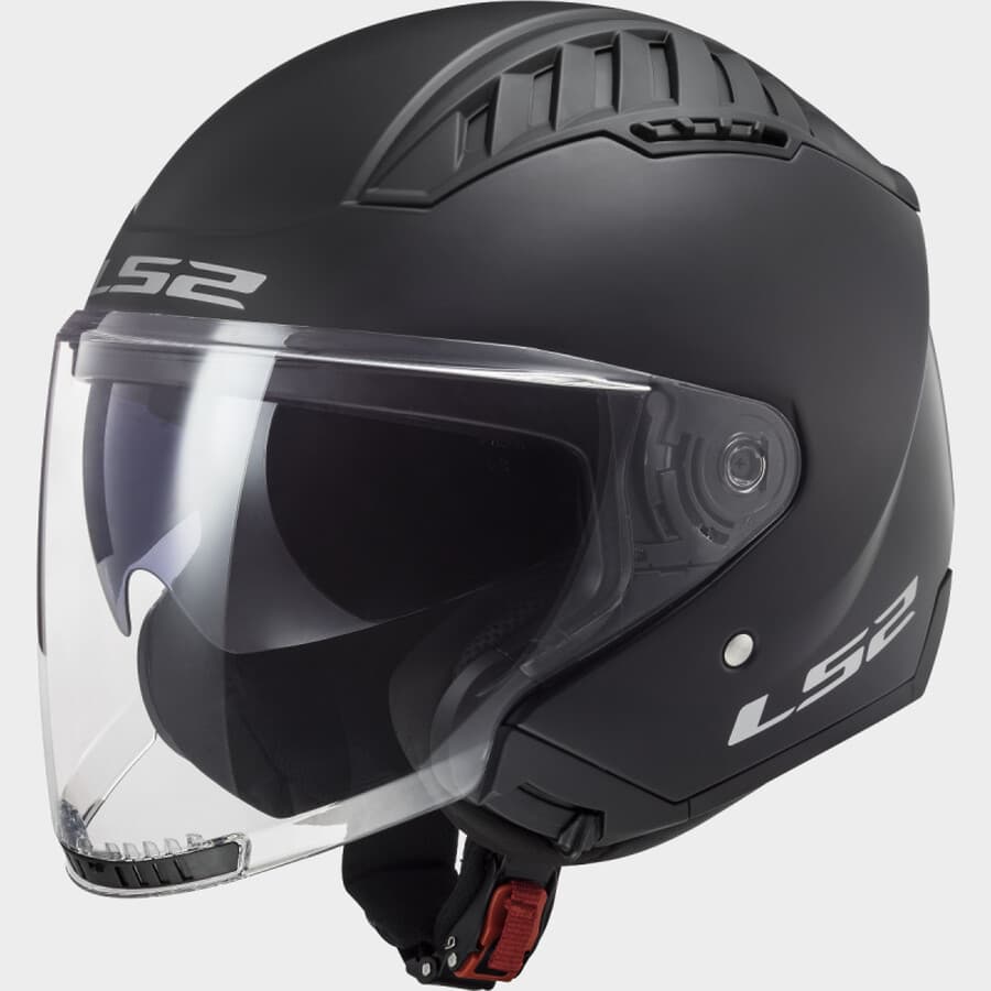 LS2 Copter II açık kask, mat siyah, yandan görünüm