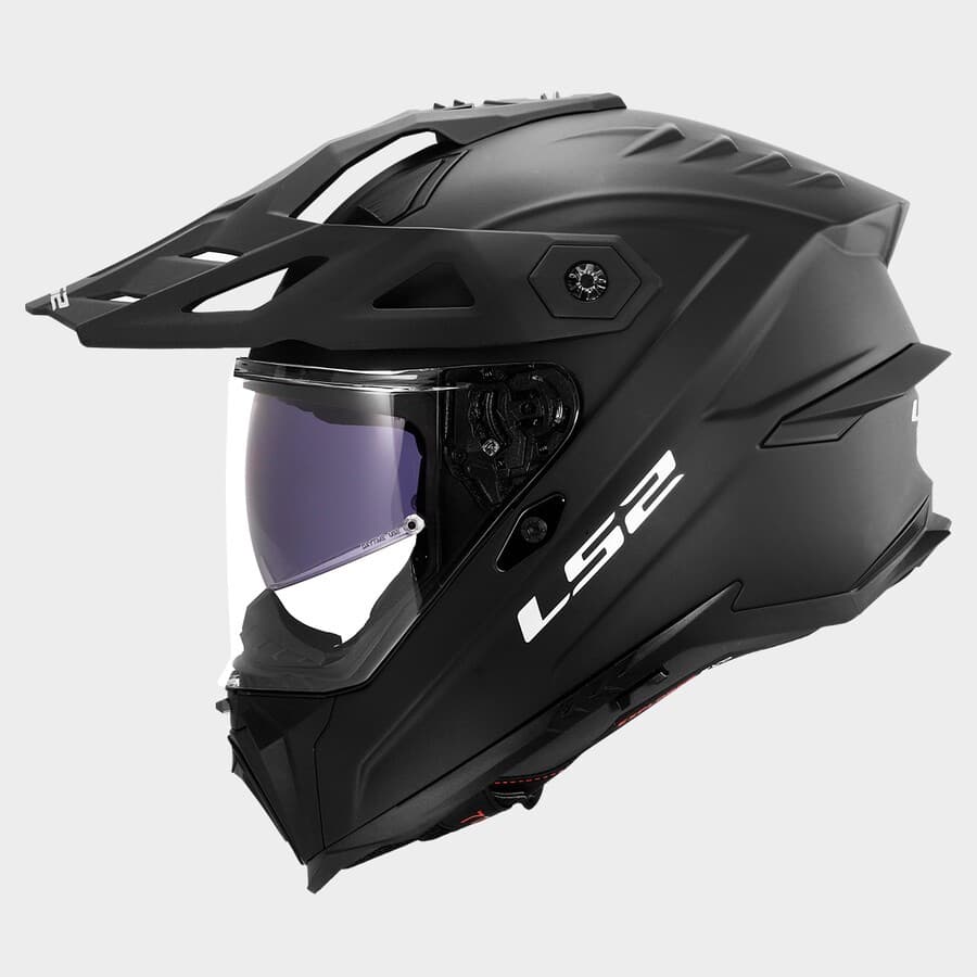 LS2 Explorer Evo adventure kask, mat siyah, yandan görünüm