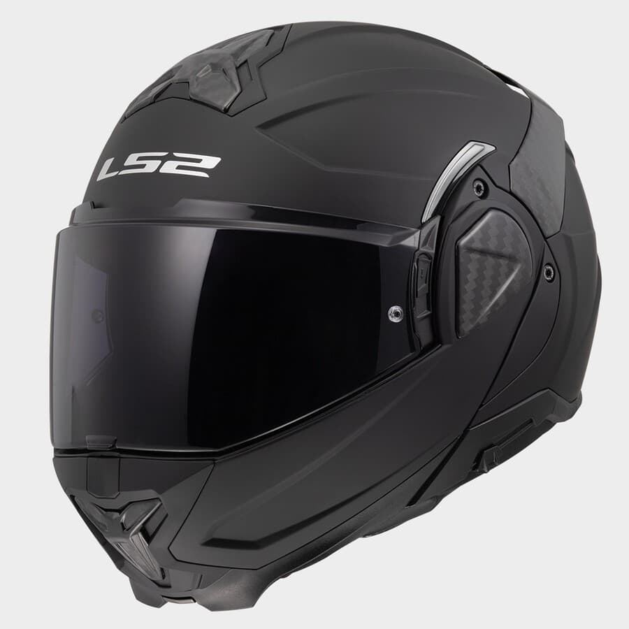 LS2 Advant II çene açılır kask, mat siyah, yandan görünüm