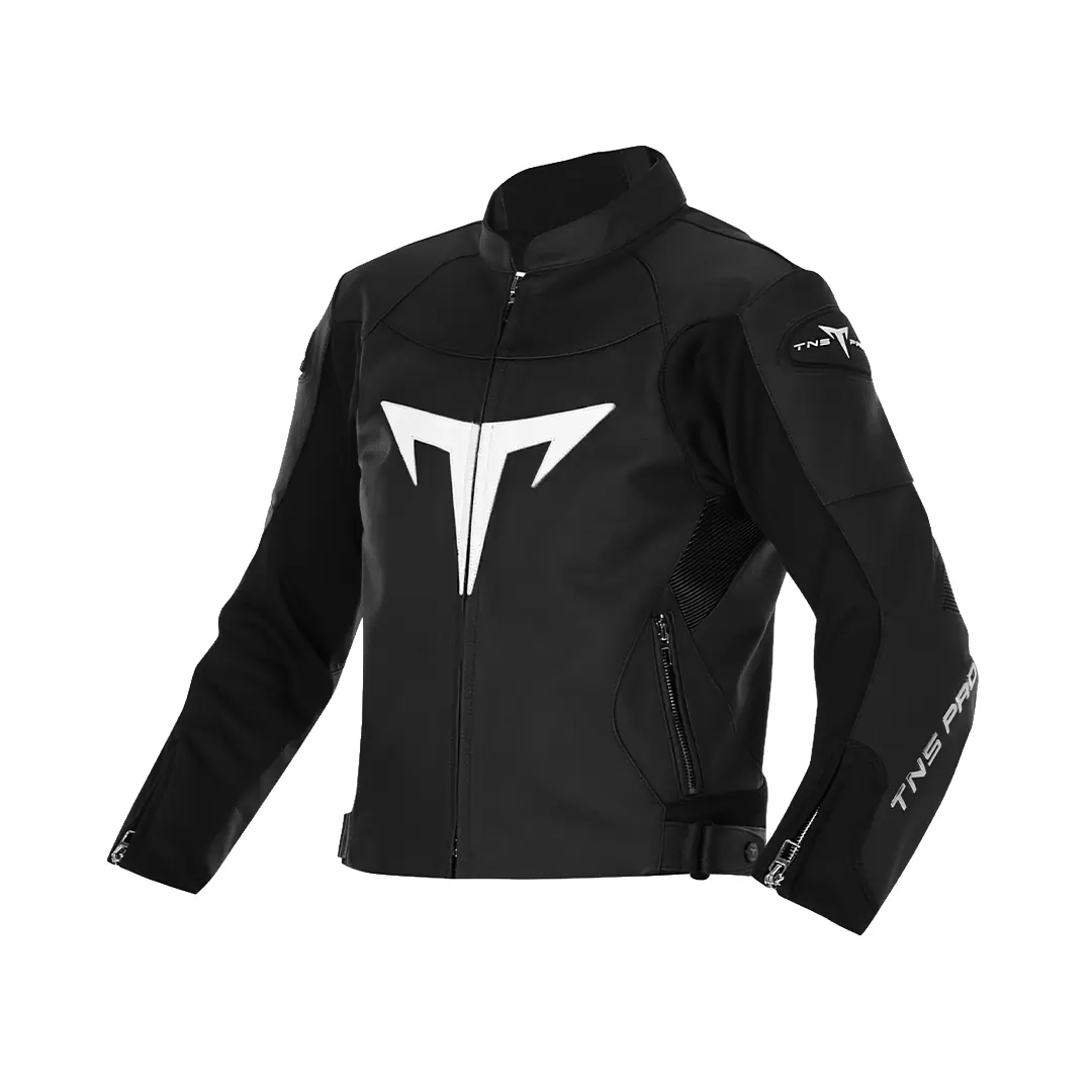 TNS PRO Super Collection deri motosiklet montu, siyah