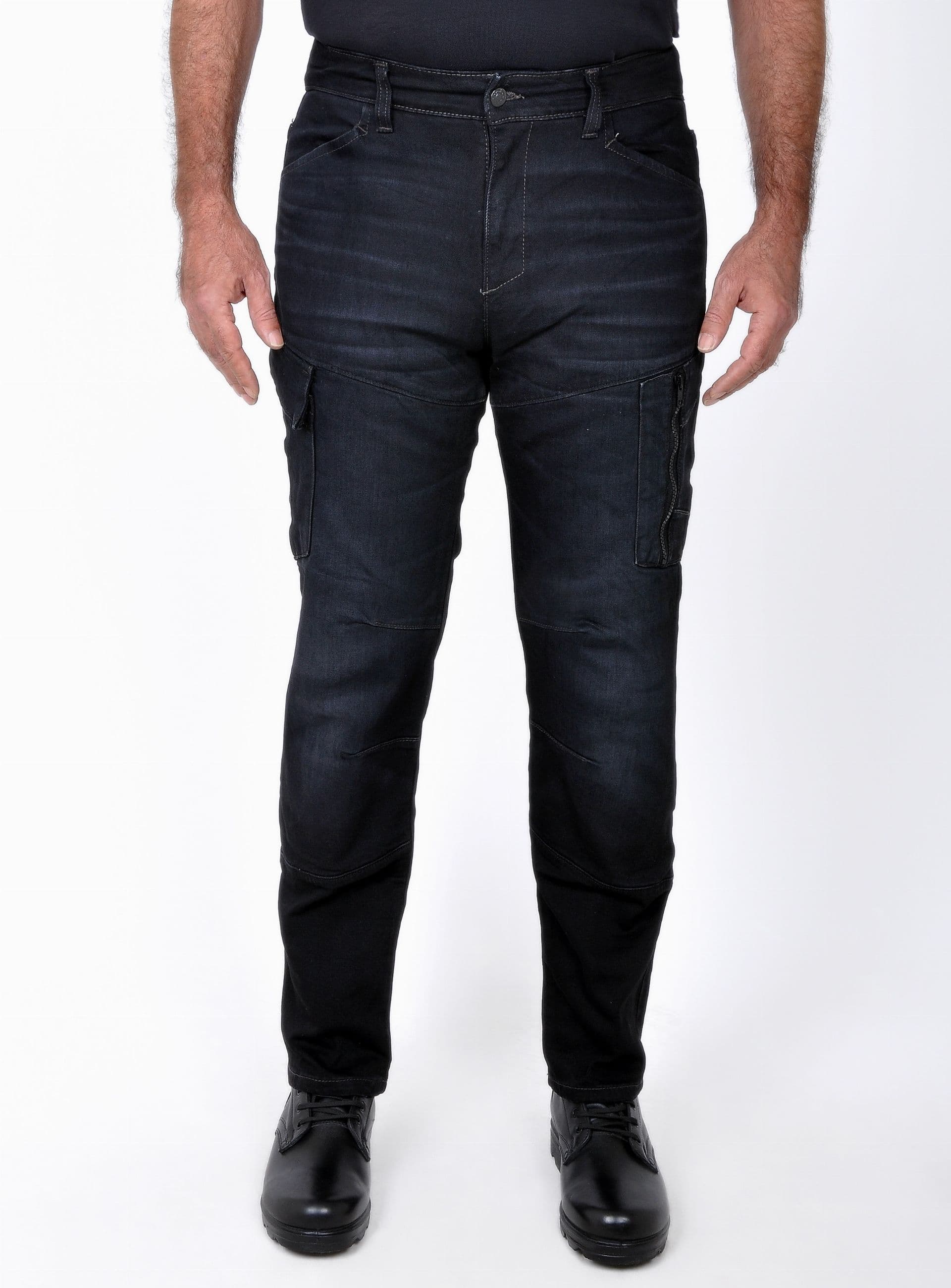Riderdenim Samyeli siyah rahat kesim motosiklet kotu, önden