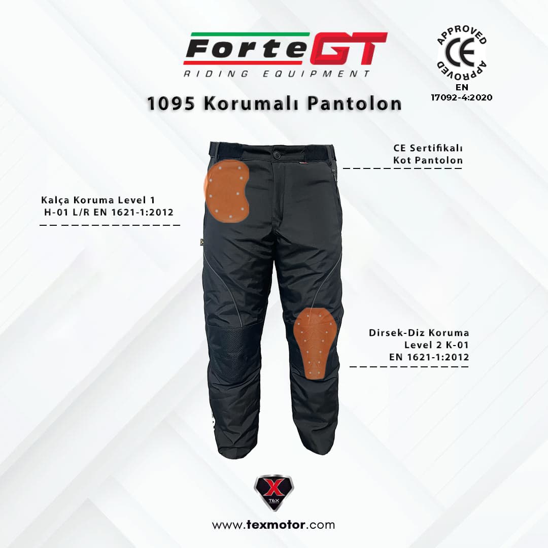 Tex 1095 korumalı motosiklet pantolonu önden görünüm