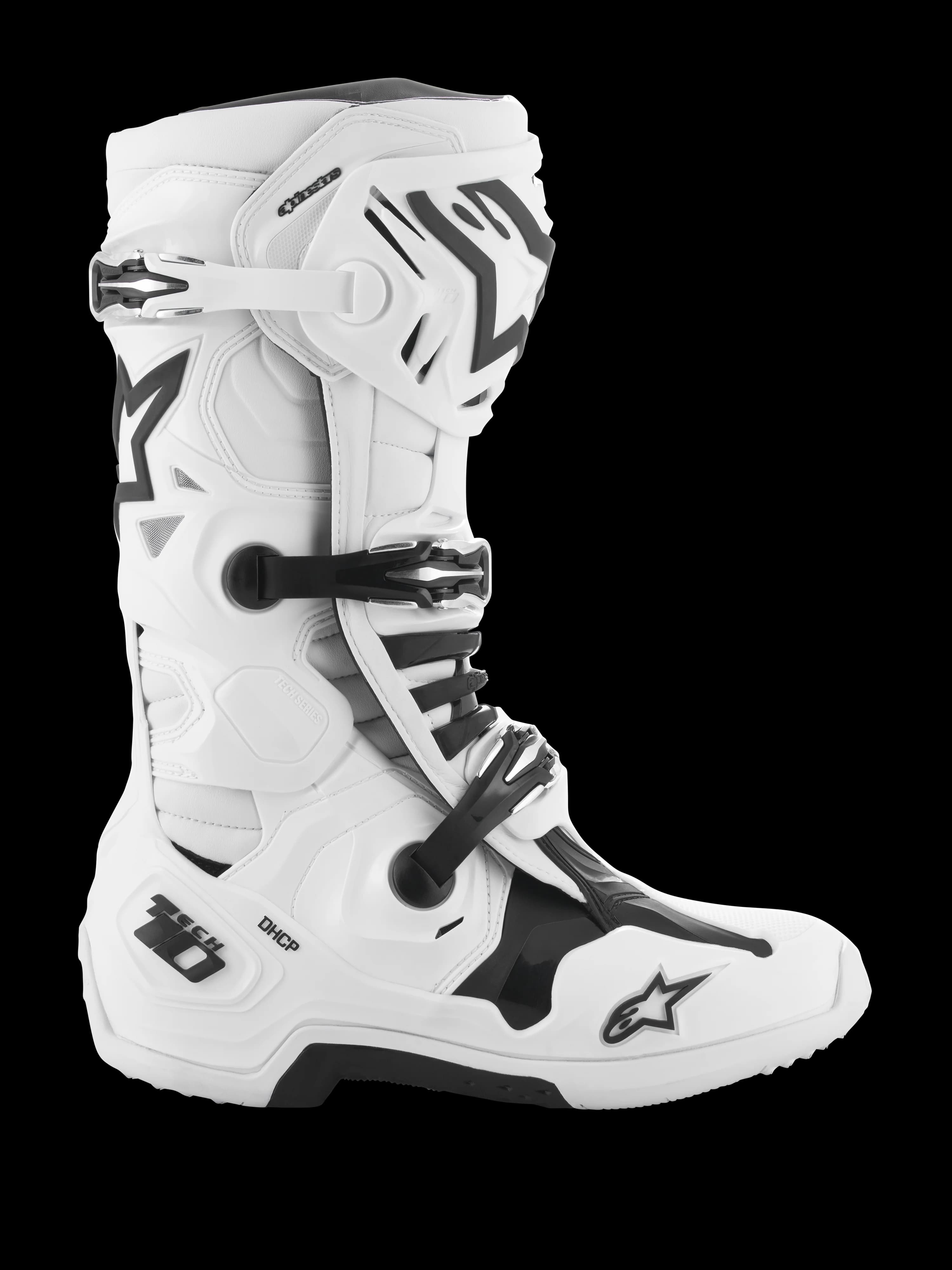 Alpinestars Tech 10 motosiklet botu, beyaz, yandan görünüm