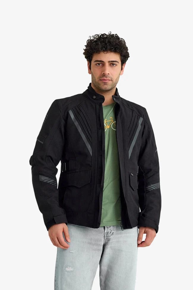 Scudo Alaska Cordura kışlık erkek motosiklet montu, siyah