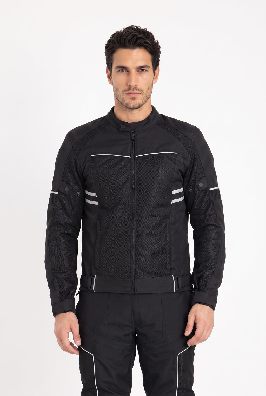 Yazlık Motosiklet Takımı — Mont + Pantolon, Reflektörlü, Siyah - 5. görsel