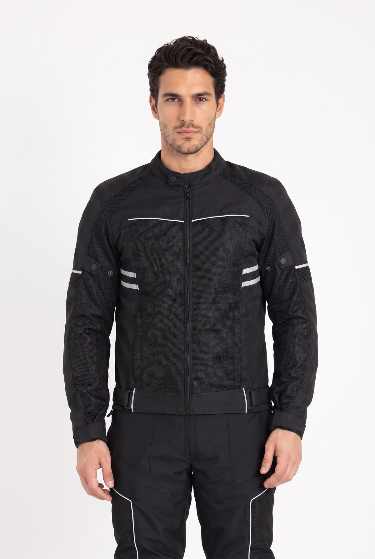 Yazlık Motosiklet Takımı — Mont + Pantolon, Reflektörlü, Siyah - 5. görsel