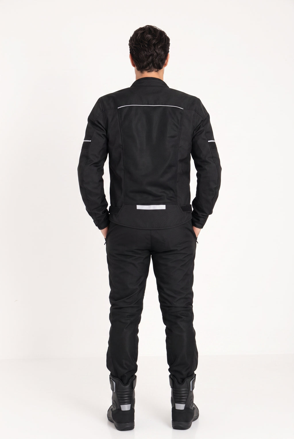 Yazlık Motosiklet Takımı — Mont + Pantolon, Reflektörlü, Siyah - 6. görsel