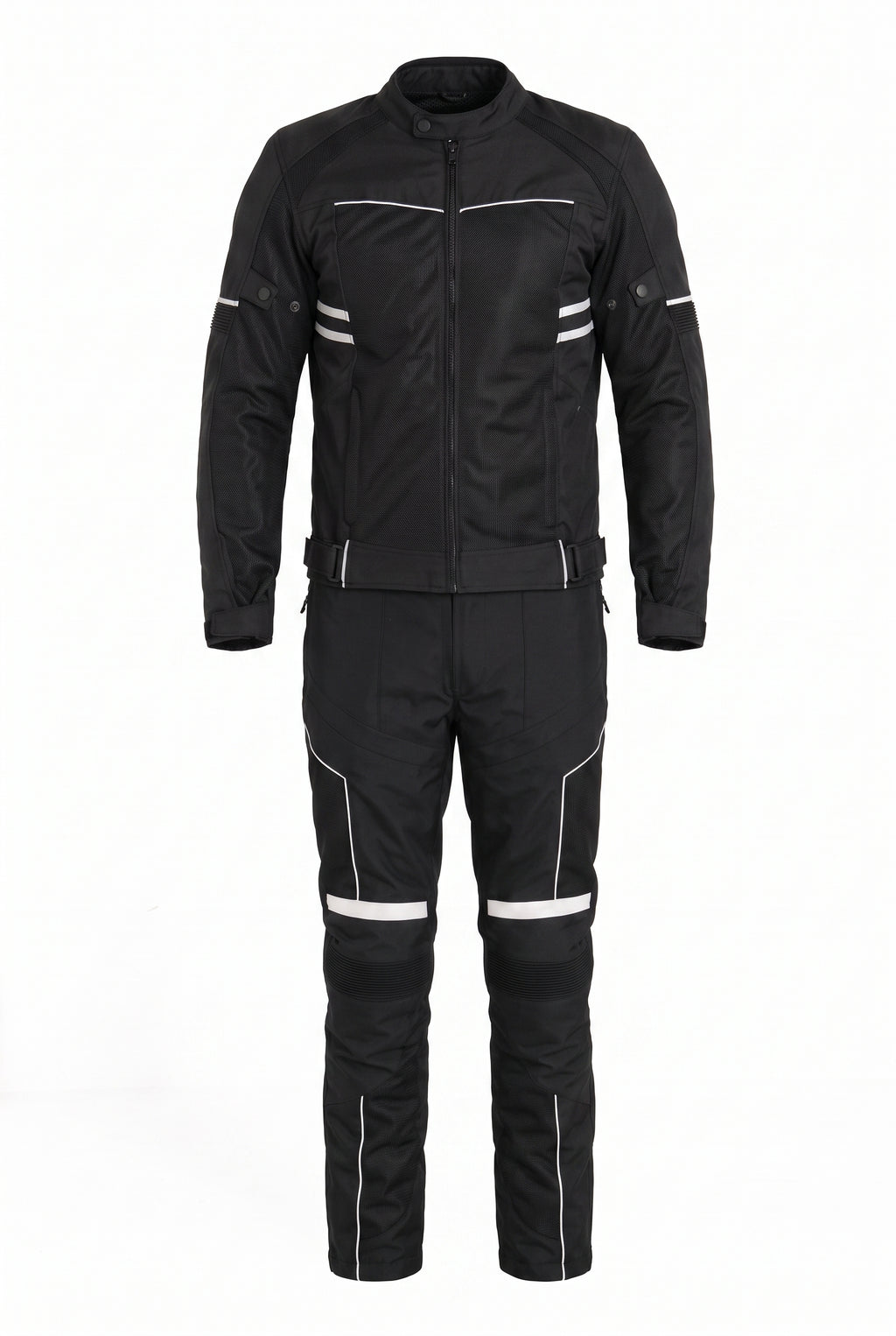 Yazlık Motosiklet Takımı — Mont + Pantolon, Reflektörlü, Siyah - 7. görsel