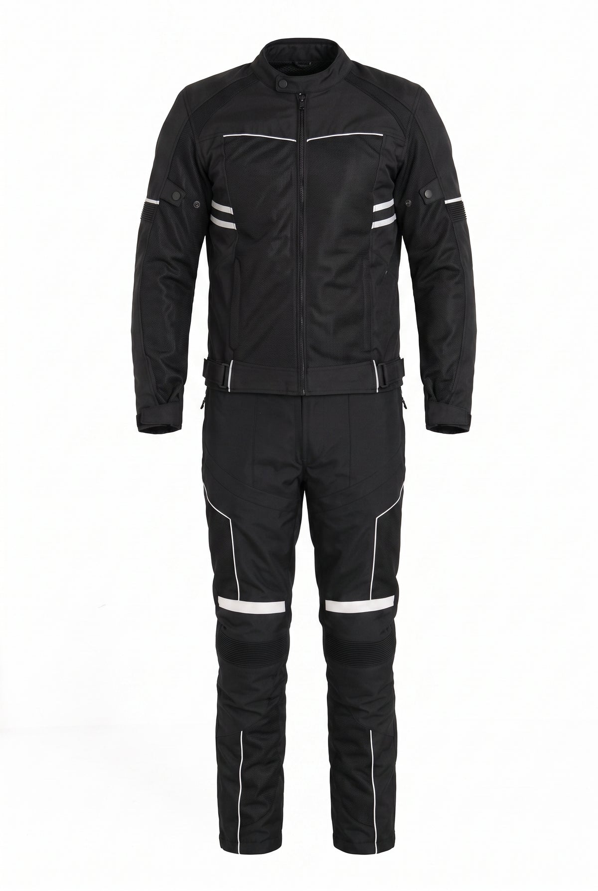 Yazlık Motosiklet Takımı — Mont + Pantolon, Reflektörlü, Siyah - 7. görsel